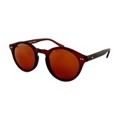 Retro Zonnebril Rond Heren Dames Mat Bruin - Bruine Glazen