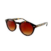 Retro Zonnebril Rond Heren Dames Tortoise Bruin - Bruine Glazen