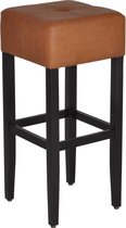 Rick vintage barkruk met cognac kunstleder en beuken houten frame