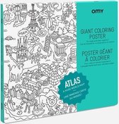 OMY - kleur poster wereldkaart XL - Atlas - 100 x 70 cm