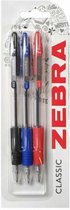 Zebra Classic Pennen Set - Rood, Zwart, Blauw