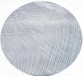 6 x Home and More Placemat zilver rond golf - PVC - Dagelijks - Feestelijk - Chique - Hittebestendig - Golf lijnen - Rond - 38 cm
