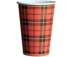 Scotty | Wegwerp cup | Koffiebeker met Schotse ruit | 180cc | 100 stuks | Kartonnen beker | Papieren beker| Drinkbeker
