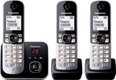 PANASONIC KX-TG6823GB - Trio DECT draadloze telefoon, 3 handsets - Antwoordapparaat - zwart