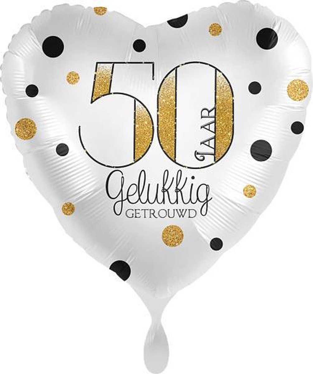 Folieballon 50 Jaar Gelukkig Getrouwd - 43cm - Voor huwelijk jubileum