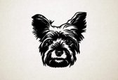 Wanddecoratie - Hond - Yorkie 1 - XS - 26x25cm - Zwart - muurdecoratie - Line Art