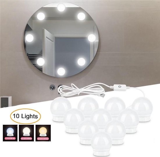 credit Lezen Intuïtie Hollywood Spiegel lampen - Spiegel verlichting met 10 LED lampen 4cm – 3  lichtkleuren... | bol.com