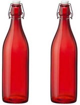 6x stuks rode giara flessen met beugeldop 30 cm van 1 liter