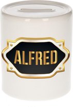 Alfred naam cadeau spaarpot met gouden embleem - kado verjaardag/ vaderdag/ pensioen/ geslaagd/ bedankt
