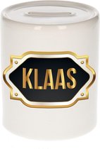 Klaas naam cadeau spaarpot met gouden embleem - kado verjaardag/ vaderdag/ pensioen/ geslaagd/ bedankt