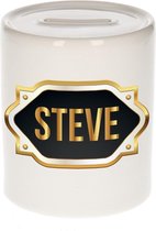Steve naam cadeau spaarpot met gouden embleem - kado verjaardag/ vaderdag/ pensioen/ geslaagd/ bedankt