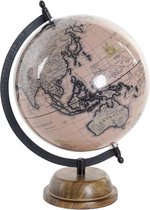 Décoration globe/globe rose sur socle métal/standard 21 x 30 cm - Topographie Landen/Continent