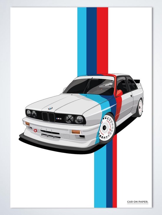 BMW M3 (1990) sur Poster - 50 x 70 cm - Chambre d'enfant / Chambre / Bureau