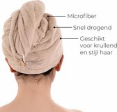 Microfiber haarhanddoek - Sneldrogend Microvezel hoofdhanddoek - Lichtbruin / beige - goed absorberend - snel droog - extra zacht