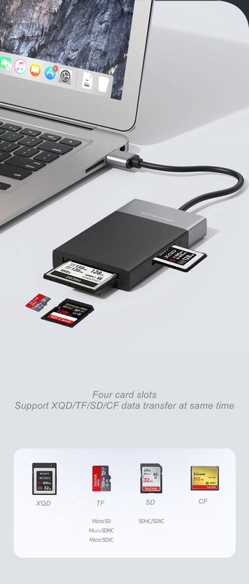 6 in 1 USB 3.0 CARD READER - kaartlezer - SD - MICRO SD - CF - XQD - 2*USB3.0 - Merkloos