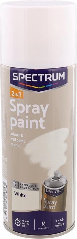 voorbeeld aan de andere kant, Vochtigheid Grondverf en Verf Wit | 2 in 1 Spuitverf | Acrylaat Grondverf en verf |  Spray paint... | bol.com