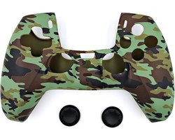 Playstation 5 Siliconen Skin Voor Dualsense Controller - Camo Groen - Cover - Hoesje - Siliconen skin case + Grip set