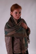 1001musthaves.com Wollen dames sjaal in zacht lila antraciet kastanje donker turkoois 70 x 180 cm