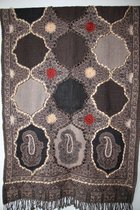 1001musthaves.com Bruine beige wollen hand geborduurde dames sjaal 70 x 180 cm