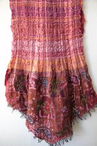 1001musthaves.com Crushed wollen dames sjaal in roze fuchsia lila en oranje 70 x 180 cm