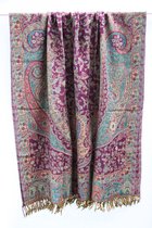 1001musthaves.com Extra grote dames sjaal/dekentje van boiled wool in aubergine en petrol 100 x 200 cm