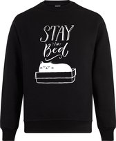 Sweater zonder capuchon - Jumper - Trui - Vest - Lifestyle sweater - Chill Sweater - Kat - Cat - Stay In Bed - Zwart - L