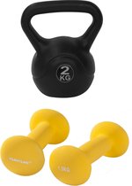 Tunturi - Fitness Set - Neopreen Dumbbellset 2 x 1,5 kg - Kettlebell 2 kg