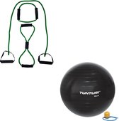 Tunturi - Fitness Set - Tubing Set Groen - Gymball Zwart 90 cm