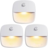 Lampe TIKKENS LED Sensor - Sans fil - 3 pièces - Détecteur de mouvement - Lampe de nuit - Lampe LED - Fonctionne avec 3 Piles AAA - Wit