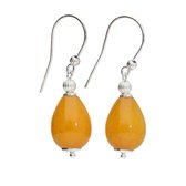 Bela Donaco - Oorbellen Art Deco – okergele Jade – Sterling Zilver