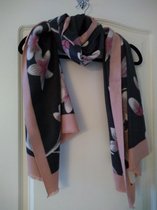 Dames sjaal Isabelle gebloemd grijs roze