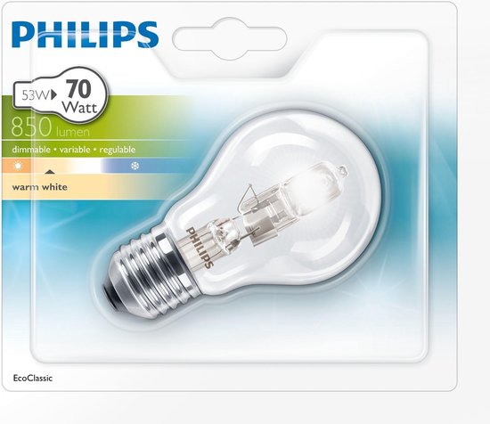Philips Halogen Classic 8727900251999 ampoule halogène 53 W Blanc chaud E27  D | bol