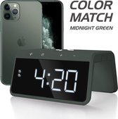 Caliber HCG019QI-MG - Wekker met draadloze oplader en groot display - Midnight Green