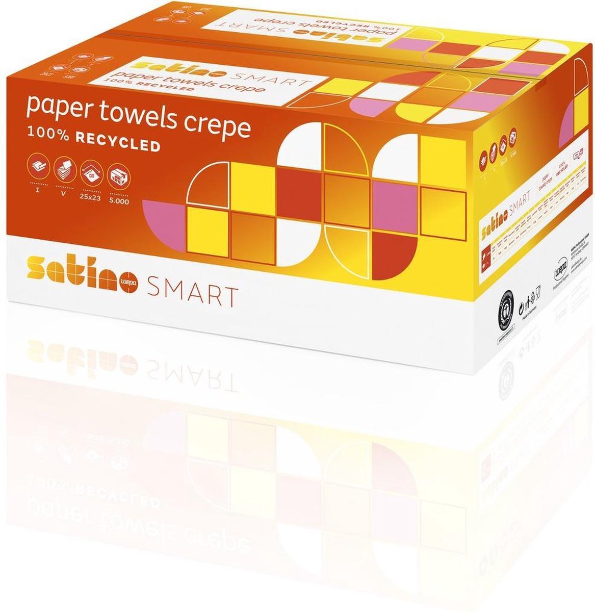 Satino-by-Wepa papieren handdoekjes 1lgs crepe 25 x 23 cm v-vouw 5000 stuks (zz-vouw)