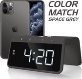 Caliber HCG019QI-SG - Wekker met draadloze oplader en groot display - Space Grey / Graphite