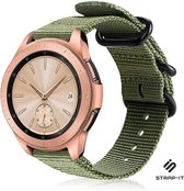 Nylon Smartwatch bandje - Geschikt voor Strap-it Samsung Galaxy Watch 41mm / 42mm nylon gesp band - groen - Strap-it Horlogeband / Polsband / Armband