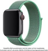 Spearmint / Mint / Groen Nylon Horloge Band geschikt voor Apple Watch 1, 2, 3, 4, 5, 6, SE & Nike+, 38mm & 40mm "Vrouwenbreedte" Series - Zacht Geweven Nylon - 38 mm en 40 mm