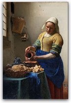 Schilderij Het melkmeisje - Johannes Vermeer - Rijksmuseum - Foto op canvas - Canvasposter met ophangsysteem - 80 x 120 cm