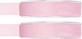 2x Hobby/decoratie roze organza sierlinten 1,5 cm/15 mm x 20 meter - Cadeaulint organzalint/ribbon - Striklint linten roze