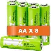 100% Peak Power oplaadbare batterijen AA - Duurzame Keuze - NiMH AA batterij mignon 2300 mAh - 8 stuks