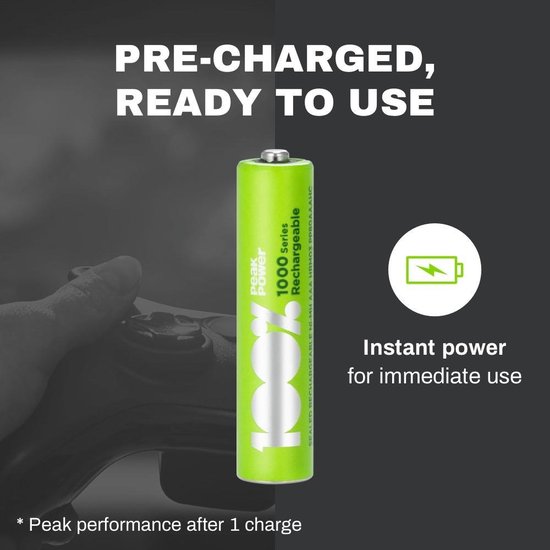 100% Peak Power oplaadbare batterijen AAA - NiMH AAA batterij - micro 800 mAh - 12 stuks