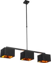 QAZQA vt - Moderne Hanglamp eettafel - 3 lichts - L 88 cm - Zwart -  Woonkamer | Slaapkamer | Keuken