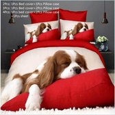 Baymate® - Dekbedovertrek - 3D-beddengoed voor dieren - Rood patroon van mooie honden - Dekbed - Beddengoed Dekbedovertrekset - Dekbedovertreksets - Volledig 220x240cm (3st)