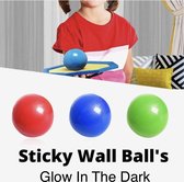 Bascessoires Sticky Wall Ball's Glow In The Dark - Set van 3 - Sticky Balls - TikTok - Snapchat - Plafond - Plafondballen - Fidget -  Fidgettoys - Stressbal - Lichtgevend In Het Donker