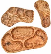 Olijfhout Snack en Tapasschaal ( 5 GATEN ) L'Art Du Bois 35/40 CM