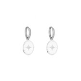 White Northern Star Earrings - Silver Stainless Steel