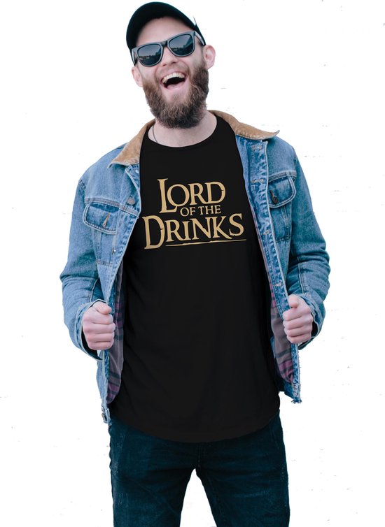 Lord of the drinks T-shirt - Heren - Maat XL - Zwart