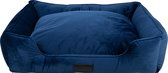 District 70 VELURO - Luxe Velours Hondenmand - Afneembare en wasbare hoes - in Grijs, Groen of Blauw in S/M/L - Kleur: Blauw, Maat: Large - 90 x 70 x 20 cm