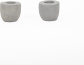 2 x Windlichtjes Rond - Grijs Beton - Ø 8 cm - Hoog 7 cm