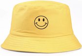 Bucket hat - Smiley - Geel - Hoed - Regenhoed - Vissershoedje - Cadeau